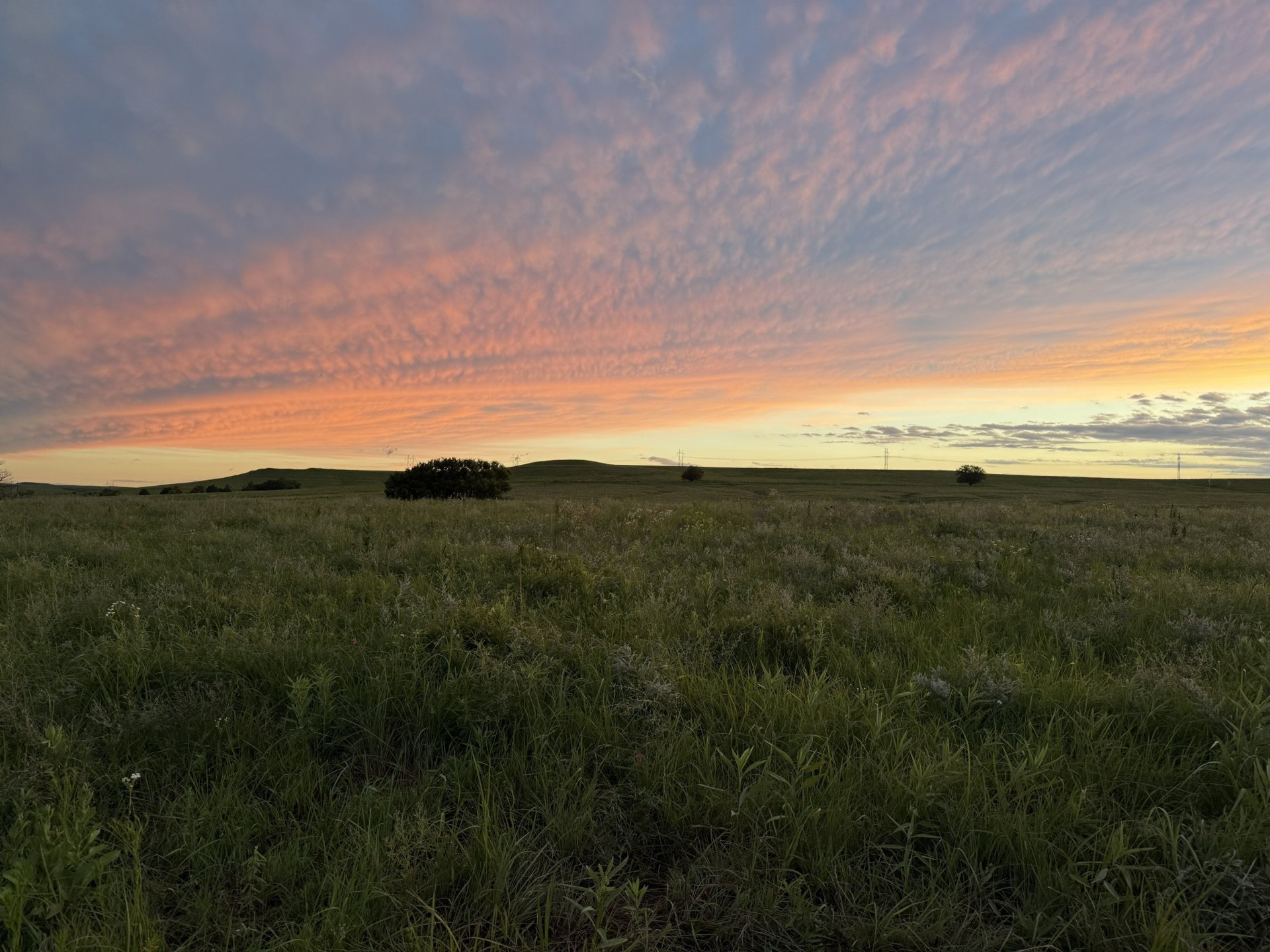Sunset over the Kansas Flint Hills prairie